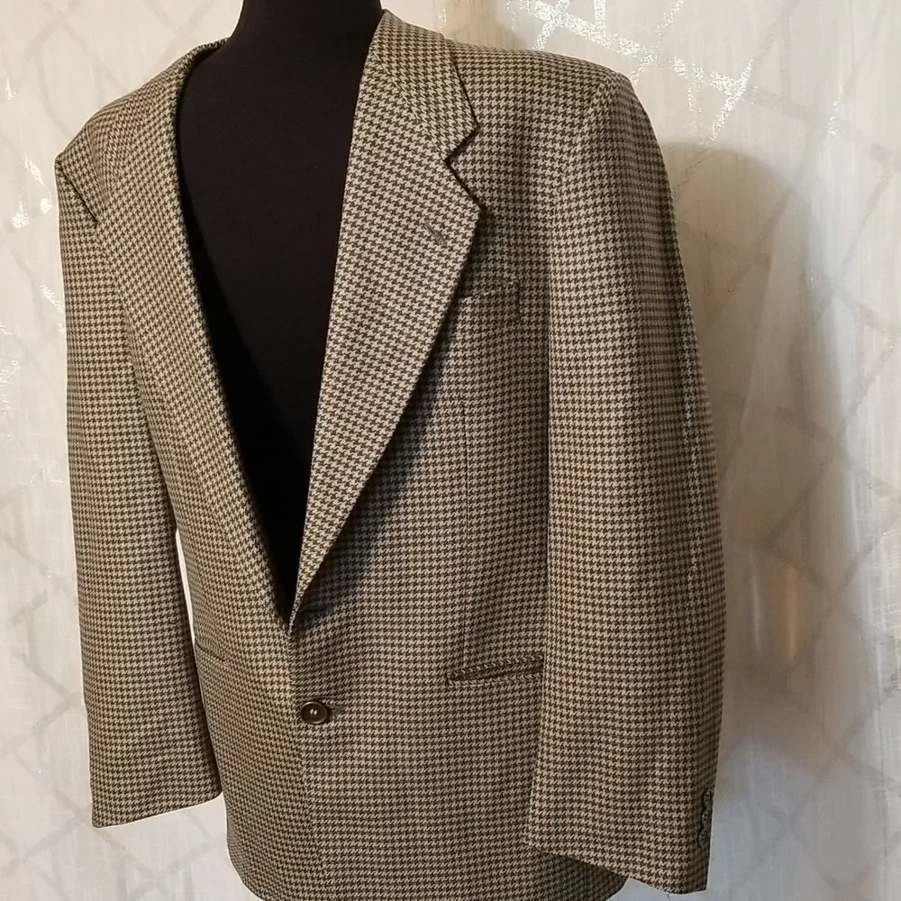 Emanuel Ungaro Houndstooth Blazer Wool Jacket Business Career